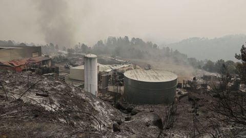 Incendio forestal que afectó a la empresa de componentes para automoción Autoneum.

