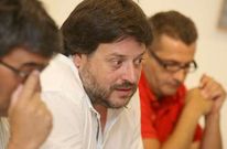 Felipe Sas, en el centro de la imagen, junto a �lex Casteleiro y Manuel Ameijeiras.