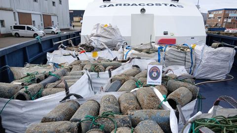 Cacharros ilegales decomisados por Gardacostas de Galicia en la zona de A Guarda, en controles contra el furtivismo realizados en la primera semana de diciembre