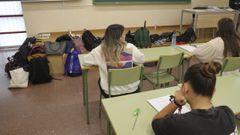 Foto del examen de la selectividad extraordinaria de este año en Ferrol