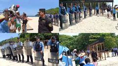 Captura de los vídeos donde se ve a los manifestantes frente a la Policía