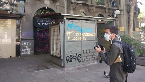 Pablo Cueto, en una de las protestas en Santiago de Chile