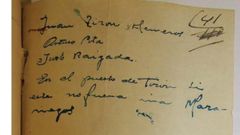 El nombre de Juan Tiz�n Herreros en una nota manuscrita redactada en el Ayuntamiento de Ponferrada en julio de 1936