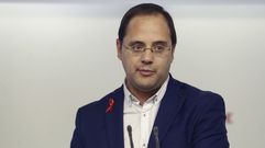 Cesar Luena, durante la presentaci�n de la campa�a del PSOE.