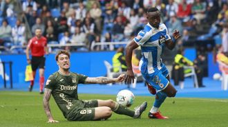 Bil Nsongo, durante el Deportivo-Legan�s en Abanca Riazor