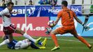 Sergio Herrera Real Oviedo Huesca Carlos Tartiere Horizontal.Sergio Herrera, con el Huesca durante el encuentro de la temporada pasada en el Tartiere