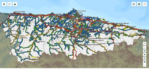 Mapa del Drive Test. En azul se muestran las zonas de cobertura excelente, en verde las de buena cobertura y, en amarillo, regular