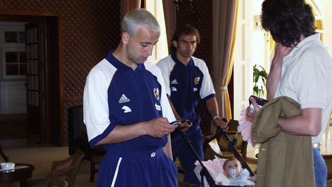 Fran, en una concentraci�n con la selecci�n en A Toxa en el a�o 2000.