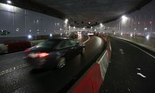 El t�nel de la Marina, esta semana, con el carril hacia el Parrote todav�a vallado. 