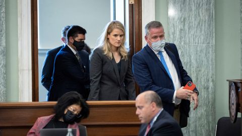 Frances Haugen, extrabajadora de Facebook que declar� ayer en el Congreso de EE.UU.