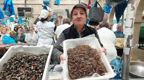Camarn, una de las especies ms escasas de marisco este verano en las plazas de Pontevedra