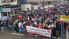 <span lang= gl >Imaxe da manifestaci�n convocada onte pola CIG en Vigo na s�a �ltima xornada de folga do metal.</span>