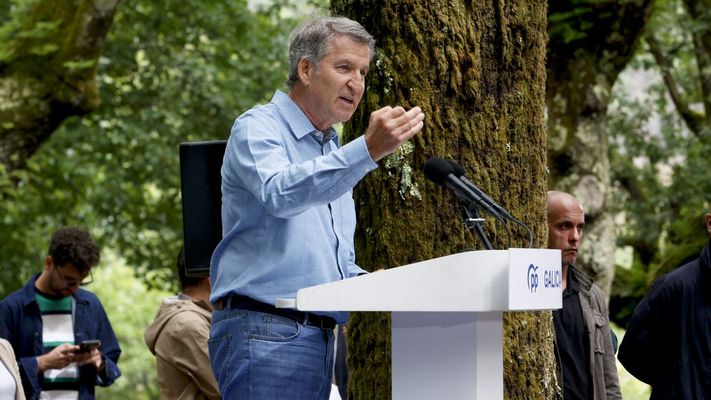 Alberto N��ez Feijoo en el acto de inicio del curso pol�tico, el s�bado en Cotobade.