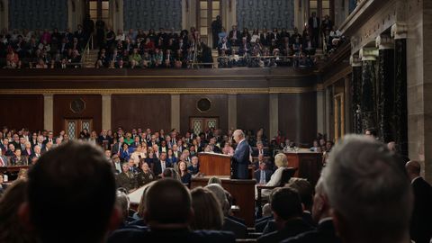 Momento del discurso del rey Carlos III de Inglaterra en el Capitolio de Washington