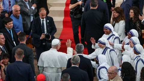 Le�n XIV a su llegada a la iglesia de San Agust�n.