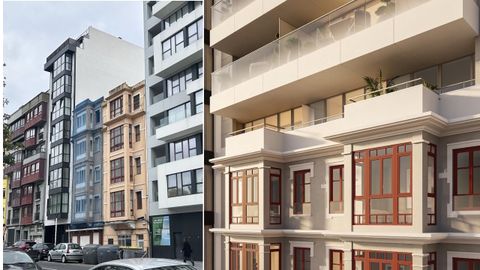 A la izquierda, fachadas originales de los edificios en demolici�n de la calle Caballeros. A la derecha, recreaci�n de c�mo ser� el nuevo inmueble.