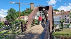 Imagen de la pasarela que sustituir� el puente, con el arbolado del Malec�n al fondo