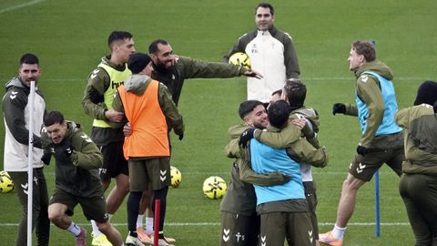 Jugadores del Celta, en un entrenamiento reciente.