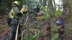 El incendio de un galp�n en O Beloso en Cela Bueu provoca un incendio forestal