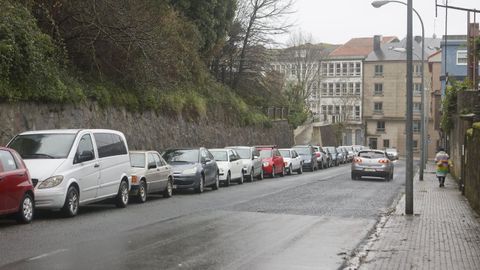 Zona de aparcamiento de la calle Breogán, en la ciudad de Ferrol