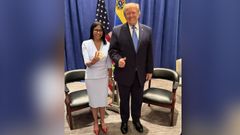 Fotograf�a difundida en la cuenta oficial en X de Delcy Rodr�guez, durante su encuentro con Donald Trump
