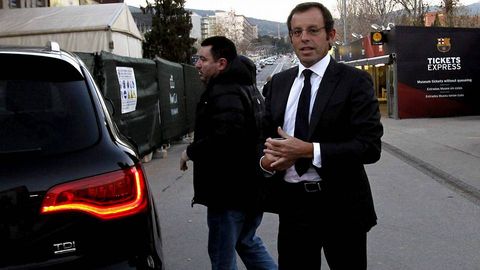 Sandro Rosell a su llegada al Camp Nou