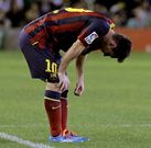 Leo Messi, tras lesionarse en el partido de ayer ante el Betis.