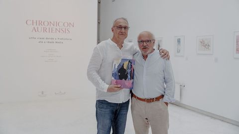 Alberto Cacharr�n y Miguel Mosquera en la inauguraci�n de la exposici�n.