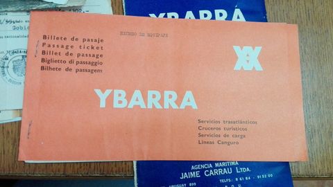 Billete de un crucero Montevideo-Vigo de la compa��a Ybarra de 1974.