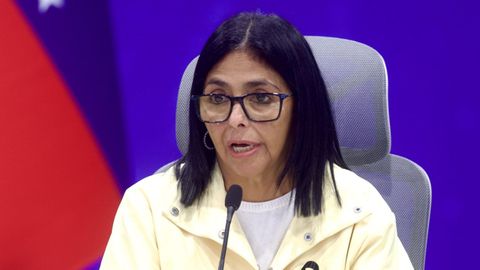 La presidenta interina de Venezuela, Delcy Rodr�guez, durante una rueda de prensa el pasado mes de julio.