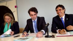 El presidente dela Diputaci�n Diego Calvo y el director de la UIMP Galicia Domingo Bello Janeiro en la presentaci�n del programa