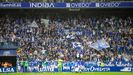 Los futbolistas azules celebran la victoria ante el Albacete