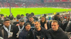 Brais M�guez, en el partido entre Celta y Stuttgart con amigos alemanes.