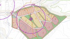 Plano del nuevo polgono de Ribeira, proyectado en el entorno de Fontenla y Pedras Vermellas.
