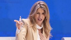 La vicepresidenta segunda y ministra de Trabajo, Yolanda D�az, durante un acto de presentaci�n de Matar� como capital de la Econom�a Social.