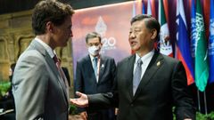Xi y Trudeau, en una cumbre del G20.