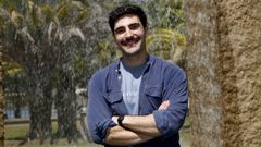 O presentador David Vilares, no parque Jos� Mart� de Oleiros