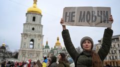 Manifestacin en Kiev por la liberacin de los prisioneros de Azov, el 24 de febrero.