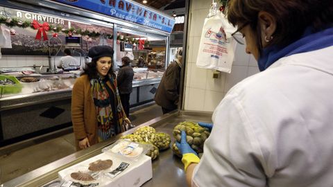 Venta de mariscos y pescados en Viveiro.