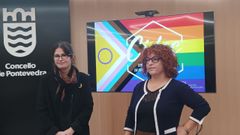 La concejala de Benestar Social de Pontevedra, Anabel Gulas (BNG), y la tcnica del Cides Mnica Novas, este mircoles en el Concello