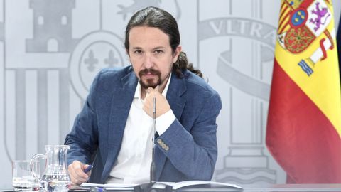El vicepresidente y ministro de Derechos Sociales Pablo Iglesias, ayer tras el consejo de ministros