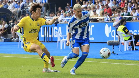 Escudero, durante un lance del encuentro entre el Deportivo y el Las Palmas.