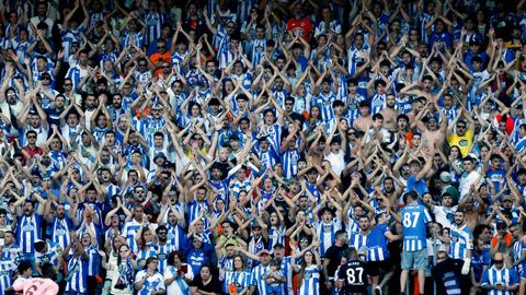 La grada de Abanca Riazor, durante el partido contra el Valencia