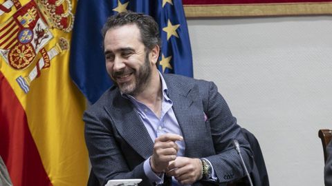 Aldama, compareciendo en enero ante el Parlamento de Canarias, que investiga la compra de material sanitario en pandemia.