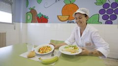 Comedor del CEIP Illa Verde, donde este mi�rcoles se sirvi� ensalada de pasta y merluza a la gallega.