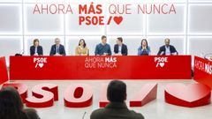 El presidente del Gobierno y secretario general del PSOE, Pedro S�nchez durante la reuni�n de la Ejecutiva socialista este lunes en Ferraz