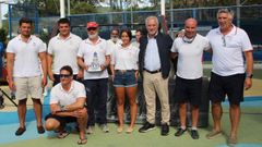 La tripulaci�n del Mirfak durante la entrega de trofeos de la �ltima regata del Trofeo Presidente Xunta de Galicia.