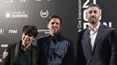 Cristina de la Torre con Andrew Becker y Daniel Mehrer en la presentac�on de �Santoalla� en el OUFF