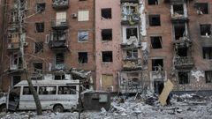 Da�os en un edificio de apartamentos causados por un misil ruso en la ciudad de Kriv�i Rog, en la provincia de Dnipropetrovsk