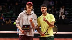 Jannik Sinner y Carlos Alcaraz, tras la exhibici�n en Corea del Sur